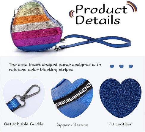 Heart Shaped Purse for Women, Rainbow Patchwork Heart Shoulder Handbag for Girl in Saudi Arabia