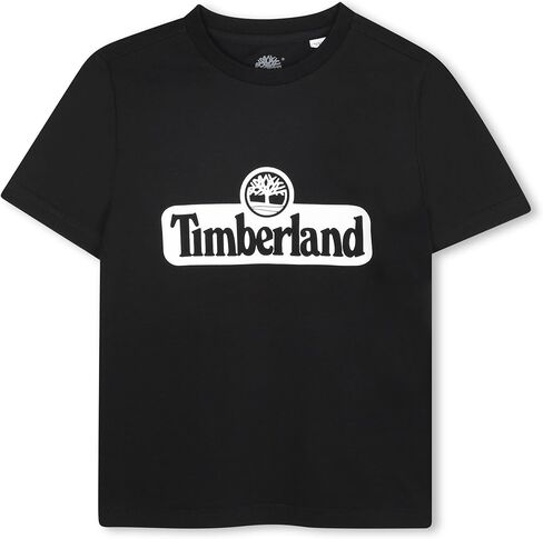 Timberland Kids Short Sleeve T-Shirt Graphic Chest Logo, Comfort Soft Cotton Toddler Summer Tees, Casual Kids Cool Crew in Saudi Arabia