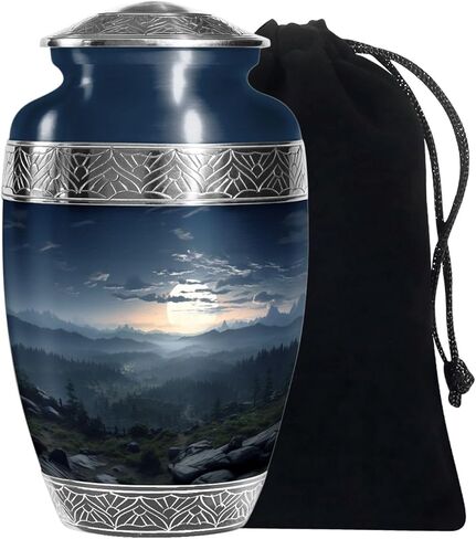 Mountains Urn for Ashes Adult Male & Female - Large Urns for Adult Male & Female - Burial Blue Urns for Cremation Ashes Mother - Funeral Urn Cremation 10 Inch in Saudi Arabia