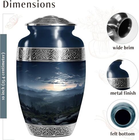 Mountains Urn for Ashes Adult Male & Female - Large Urns for Adult Male & Female - Burial Blue Urns for Cremation Ashes Mother - Funeral Urn Cremation 10 Inch in Saudi Arabia