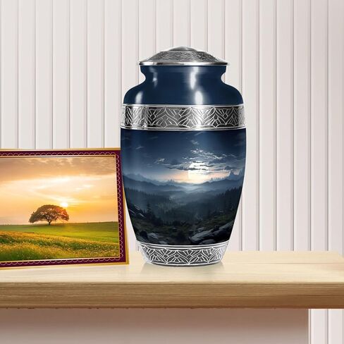 Mountains Urn for Ashes Adult Male & Female - Large Urns for Adult Male & Female - Burial Blue Urns for Cremation Ashes Mother - Funeral Urn Cremation 10 Inch in Saudi Arabia