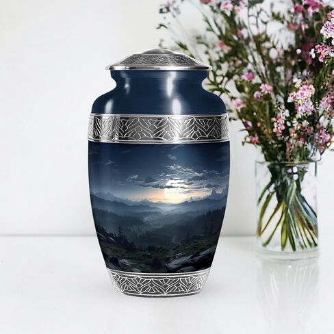 Mountains Urn for Ashes Adult Male & Female - Large Urns for Adult Male & Female - Burial Blue Urns for Cremation Ashes Mother - Funeral Urn Cremation 10 Inch in Saudi Arabia