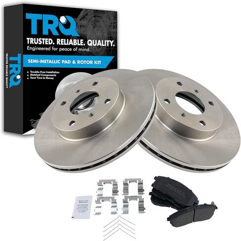 TRQ لوحة الفرامل الأمامية ومجموعة الدوار الفرامل الدوار شبه معدني متوافق مع 1995-1997 فورد رينجر مازدا B2300 1995-1996 B3000 B4000 in Saudi Arabia