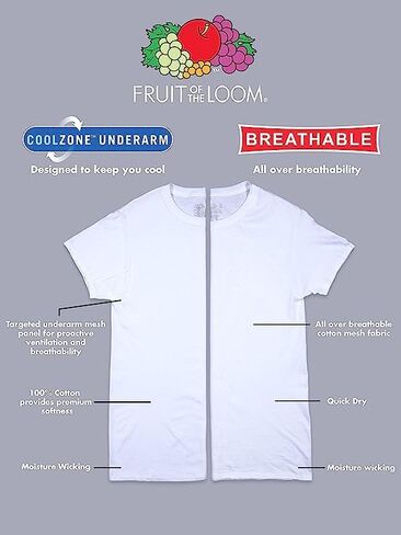Fruit of the Loom Mens T-Shirts 3-Pack Breathable Cotton Undershirts Tall Man White, 3X-Large Tall in Saudi Arabia