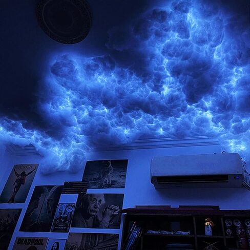 مصابيح LED سحابية، إضاءة سحابية للسقف لغرفة الألعاب، إضاءة سحابية Thundercloud RGB ثلاثية الأبعاد، إضاءة ليلية بجو RGB، لغرفة الألعاب وغرفة النوم والحفلات، 6.6 قدم/2 متر in Kuwait