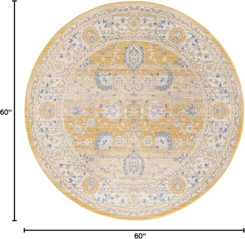 Rugs.com سجادة Whitney Collection - سجادة منخفضة مستديرة باللون الأصفر التوسكاني مقاس 5 بوصات مثالية للمطابخ وغرف الطعام in Saudi Arabia