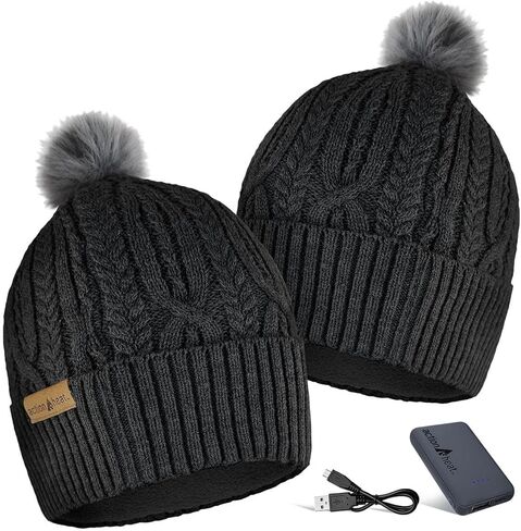 ActionHeat 5V Battery Heated Hat Cable Knit – Rechargeable Winter Cap - Up to 150°F Heating - 5 Hours Black in Saudi Arabia