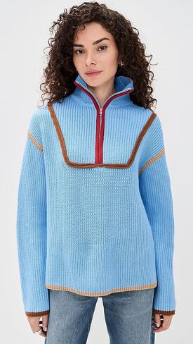 English Factory Women's Contrast Piping Quarter Zip Sweater in Saudi Arabia