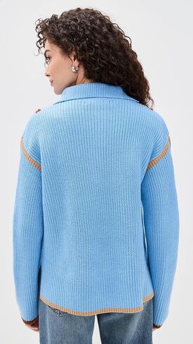 English Factory Women's Contrast Piping Quarter Zip Sweater in Saudi Arabia