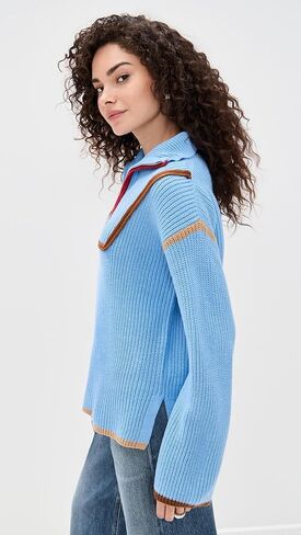 English Factory Women's Contrast Piping Quarter Zip Sweater in Saudi Arabia