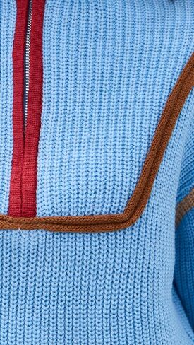 English Factory Women's Contrast Piping Quarter Zip Sweater in Saudi Arabia