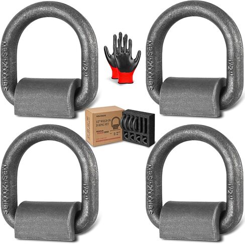 12 Pack 1/2" Heavy Duty Weld-On Forged D Ring, 1/2 inches D-Ring Trailer Tie Down Anchor for Trailer, Pickup-Truck, Semi-Truck,RV, ATV Tiedowns, Farm Machinery,Van. MBS:12,000 lbs in Kuwait