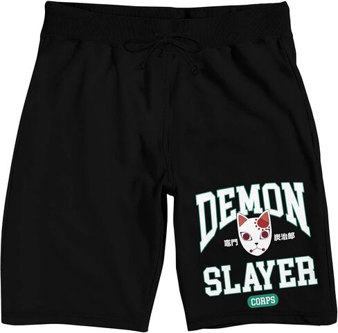 Demon Slayer Fox Warding Mask Men's Black Sleep Pajama Shorts in Saudi Arabia