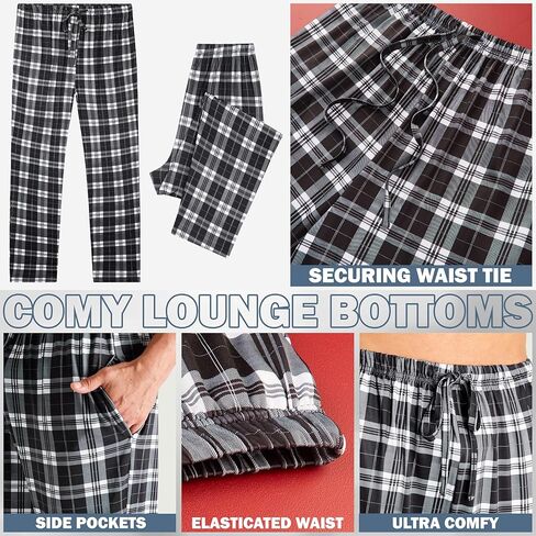 Get Trend Pajama Pants for Men, Teens, Soft, Breathable Lounge Pants With Pockets, PJ Sleep Bottoms Loungewear, Gifts for Men in Saudi Arabia