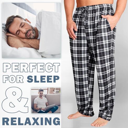 Get Trend Pajama Pants for Men, Teens, Soft, Breathable Lounge Pants With Pockets, PJ Sleep Bottoms Loungewear, Gifts for Men in Saudi Arabia