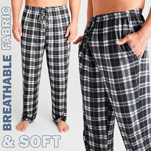 Get Trend Pajama Pants for Men, Teens, Soft, Breathable Lounge Pants With Pockets, PJ Sleep Bottoms Loungewear, Gifts for Men in Saudi Arabia