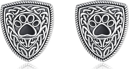 Dreamboat Paw Print Heart Earrings 925 Sterling Silver Celtic Knot Stud Earring Black Dog Paw Jewelry Gifts for Women Men in Kuwait