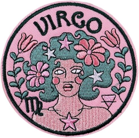 Twelve Constellations Embroidery Patch Iron On Patches for Clothes Astrology Magic Witchcraft Embroidered Patches for Clothing (Size : PE9114CT) in Saudi Arabia