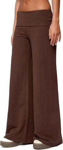 Women Y2k Fold Over Yoga Pants Colour Block Straight Leg Bottoms Low Rise Stretchy Lounge Trousers in Saudi Arabia