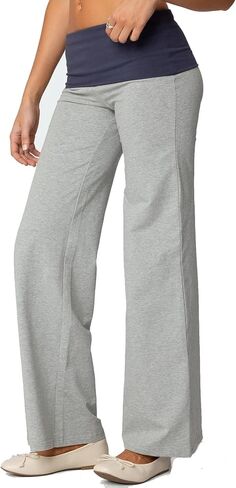 Women Y2k Fold Over Yoga Pants Colour Block Straight Leg Bottoms Low Rise Stretchy Lounge Trousers in Saudi Arabia