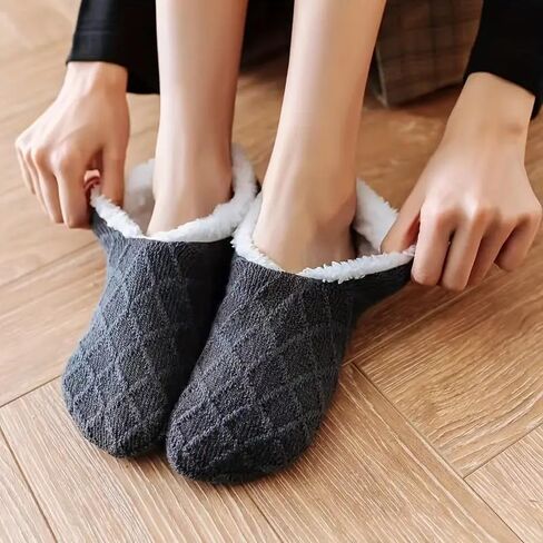 Women's Warm Plush Coral Fleece Socks – Non-Slip Knitted No-Show Pair in Saudi Arabia