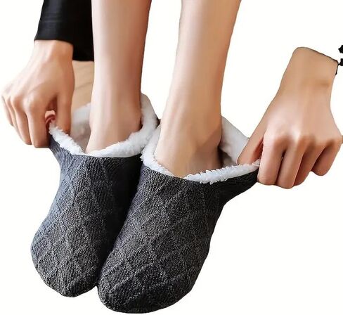 Women's Warm Plush Coral Fleece Socks – Non-Slip Knitted No-Show Pair in Saudi Arabia