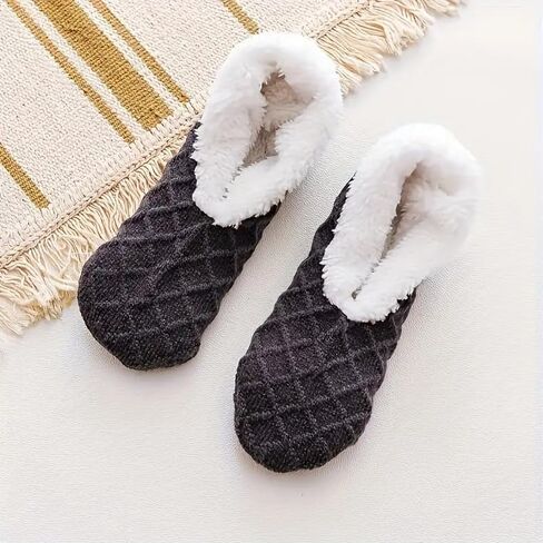 Women's Warm Plush Coral Fleece Socks – Non-Slip Knitted No-Show Pair in Saudi Arabia