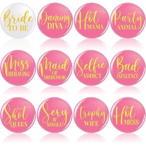 12 Pcs Bachelorette Party Pins Bride To Be Button Pins Wedding Tribe Funny Bridesmaid Gifts for Team Bride, Maid of Honor, Bachelorette Hen Party and Bridal Shower Engagement Wedding in Kuwait