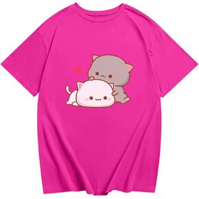 KEEVICI Cute Cat Shirts for Girls Graphic Tees Kids Kawaii Cartoon Animal Print T Shirt Summer Cotton Short Sleeve Tops in Kuwait