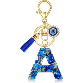 Evil Eye Initial Keychain for Women, Cute Tassel Letter Bag Charms for Purse Backpack Key Chain Accessories in Saudi Arabia