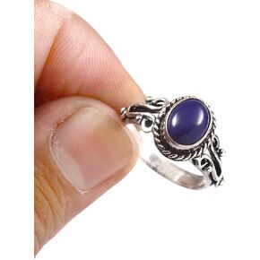 925 Sterling Silver 7X9 mm Gemstone Ring for Women Stackable Dainty Silver Birthstone Rings Natural Healing Crystal Jewelry Handmade Minimalist Ring in Kuwait