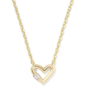 Kendra Scott, Women's, Emery Heart Short Pendant Necklace, Gold White Cz, One Size in Saudi Arabia