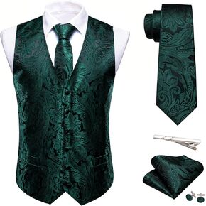 Barry.Wang Men Christmas Vest Red Green Xmas Tree Snow Elk Snowflake Holiday Suit Waistcoat Tie Set New Year Festival in Kuwait