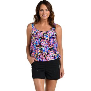 Maxine of Hollywood Women's Standard Side Tie Scoop Neck Banded Tankini Swimsuit Top, Multi//Rainforest Rainbow in Kuwait