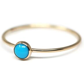 Salish Sea Inspirations 4mm Arizona Turquoise 14K Gold Filled Skinny Ring Sizes 5-8 in Kuwait