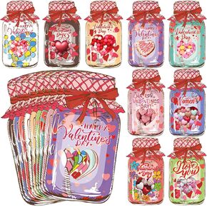 Openfly 36Pcs Happy Easter Candy Holder Card Mason Jars Easter Cards Set Easter Exchange Greeting Card Happy Easter Mason Jar Paper Card Craft Bulk for Classroom Spring Easter Party Favors in Kuwait