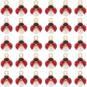 48Pcs 8 Styles Ladybug Enamel Charms Red Black Ladybirds Charms Clear Rhinestone Alloy Charms Metal Flying Animals Pendants for Bracelet Necklace Earring DIY Jewelry Craft Making Hole: 1-2.5mm in Kuwait