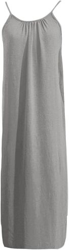 Womens Backless Cami Dress Summer Sleeveless Spaghetti Strap Flowy Dress Long Sundress with Back Tie in Saudi Arabia