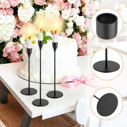 Giantree 24Pcs Black Candlestick Holder, 3 Size Tall Metal Candle Stands Holders Fit 0.75 Inch Thick Pillar Candles for Table Centerpiece Wedding Dinning Party Valentines Home Decor in Saudi Arabia