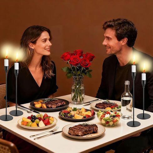 Giantree 24Pcs Black Candlestick Holder, 3 Size Tall Metal Candle Stands Holders Fit 0.75 Inch Thick Pillar Candles for Table Centerpiece Wedding Dinning Party Valentines Home Decor in Saudi Arabia
