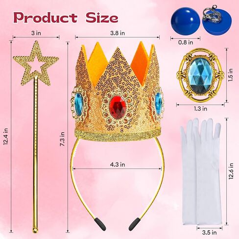 Dileed 5PCS Princess Crown Accessories Set, Tiara Headband/Wand/Gloves/Brooch/Earrings, Princess Costume Dress Up Kit for Women Halloween Christmas Cosplay Birthday Party in Saudi Arabia