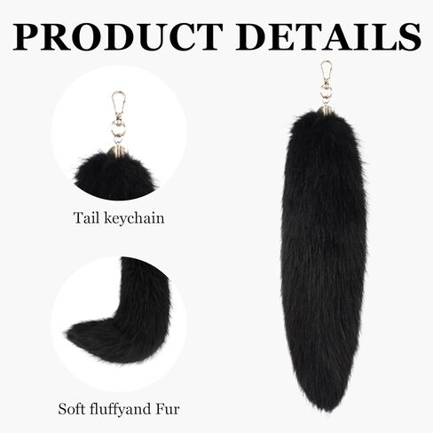 4 Pcs Faux Fur Fox Tail Cat Wolf Cosplay Costume Set, Therian Mask Glove and Tail Set for Halloween Christmas Party, a Fox Mask a Pair of Paws Gloves and a Furry Tail, Black in Saudi Arabia