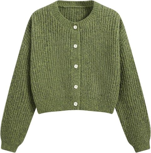 CIDER Cardigan Sweaters for Women Trendy Knit Crew Neck Button Down Cardigan Solid Long Sleeve Knit Outerwear Top in Saudi Arabia