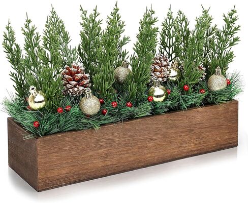 Spring Table Centerpiece, Farmhouse Arrangement Artificial Green Pine Branches with Xmas Bauble Pine Branches Berries Centerpieces for Holiday New Year Holiday Party Home Decoration(Red) in Saudi Arabia