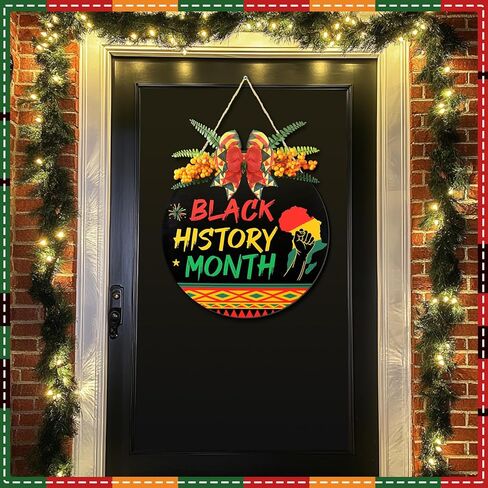 Black History Month Door Decorations Outdoor Black History Month Sign Wreath with Ribbon for African American Heritages Holiday Festival for Front Door Porch Home Office Wreath Decor in Saudi Arabia