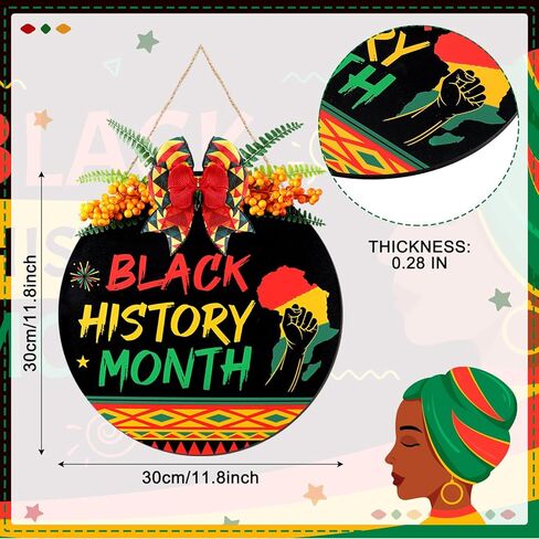 Black History Month Door Decorations Outdoor Black History Month Sign Wreath with Ribbon for African American Heritages Holiday Festival for Front Door Porch Home Office Wreath Decor in Saudi Arabia