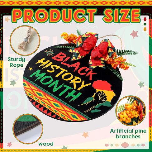 Black History Month Door Decorations Outdoor Black History Month Sign Wreath with Ribbon for African American Heritages Holiday Festival for Front Door Porch Home Office Wreath Decor in Saudi Arabia