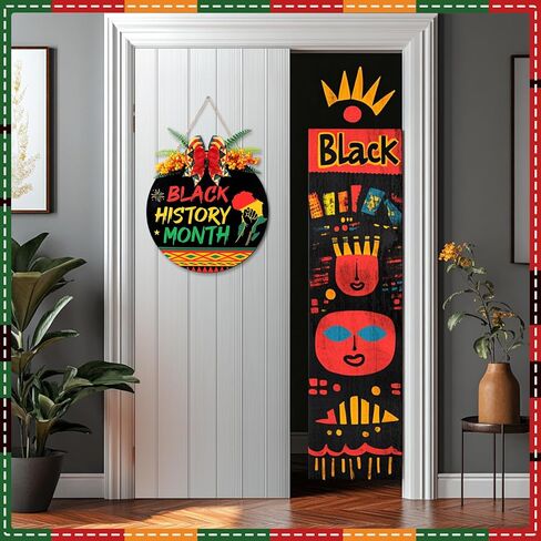 Black History Month Door Decorations Outdoor Black History Month Sign Wreath with Ribbon for African American Heritages Holiday Festival for Front Door Porch Home Office Wreath Decor in Saudi Arabia