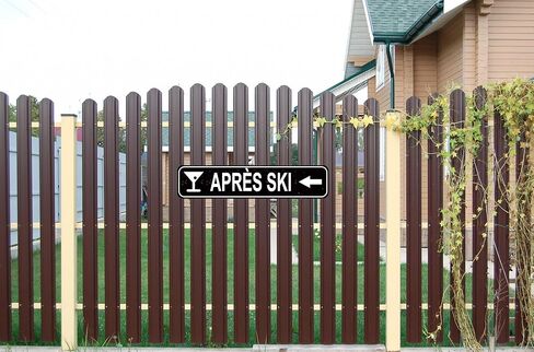 لافتة معدنية لـ Après Ski - لوحة فنية جدارية على شكل الحظيرة الريفية لديكور نزل التزلج وبيت المزرعة، لافتة بار مقاس 40.64 × 10.16 سم in Kuwait