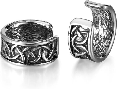 Rockyu الأذن الكفة للجنسين كليب على أقراط الفولاذ المقاوم للصدأ نمط هندسي غير مثقوب الفضة هوب الشرير الهيب هوب مجوهرات الأزياء هدية عيد ميلاد in Kuwait